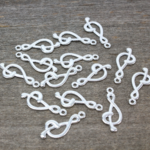 Music Note Treble Clef Jewelry Charms Silver Tone Color - 25pcs