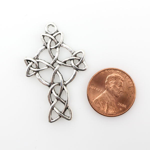 Celtic Cross Pendant with Trinity Knot Triquetra Symbol of Holy Trinity - 5pcs