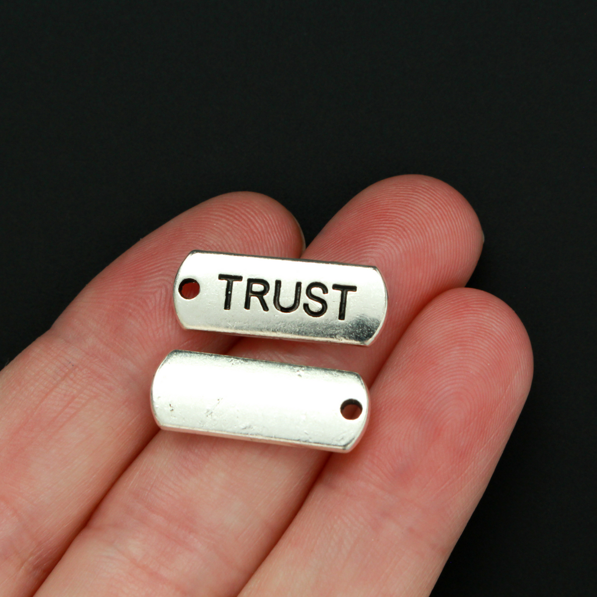Trust Inspirational Message Word Charms - Silver Tone 5pcs