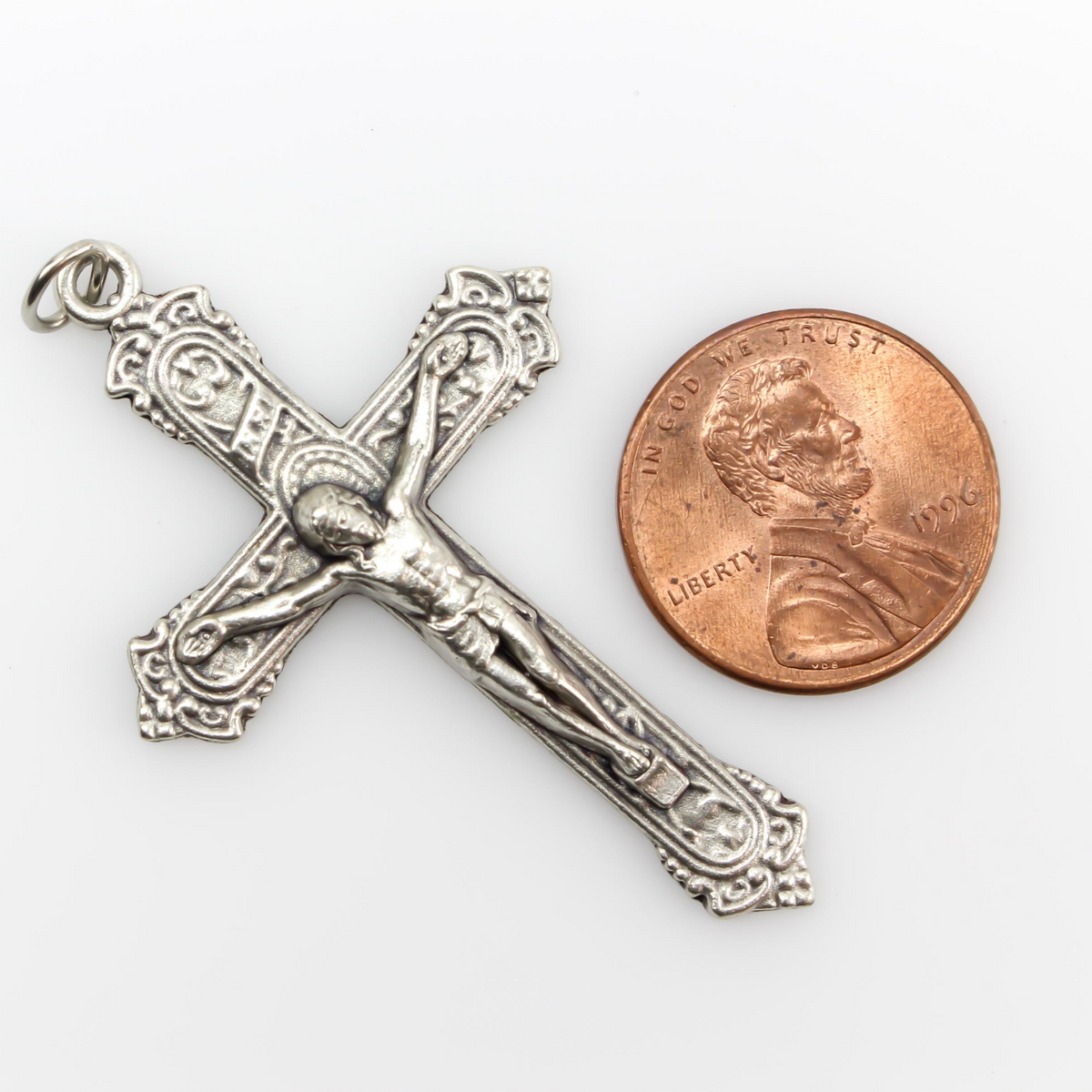 Ornate Victorian Crucifix Cross - Rosary Making Supplies - Made in Italy 1-7/8" long