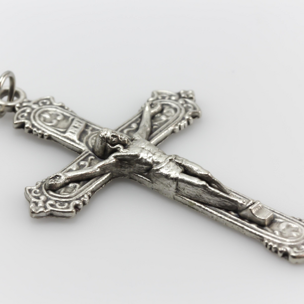Ornate Victorian Crucifix Cross - Rosary Making Supplies - Made in Italy 1-7/8" long