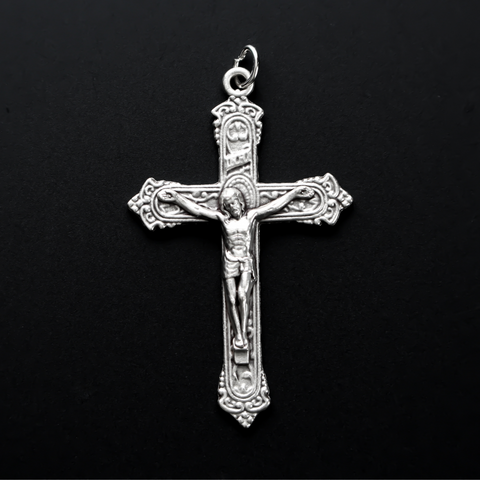 NEW! Rosary Mkg Supplies Cross Crucifix centers platd metal 30pc