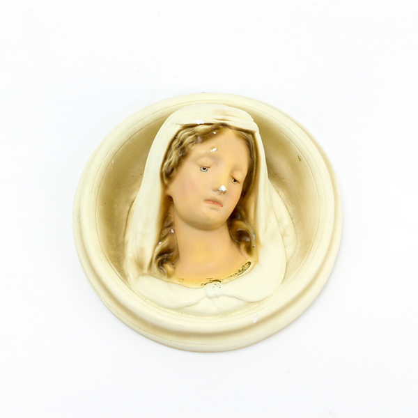 Vintage Chalkware Blessed Virgin Mary Wall Plaque