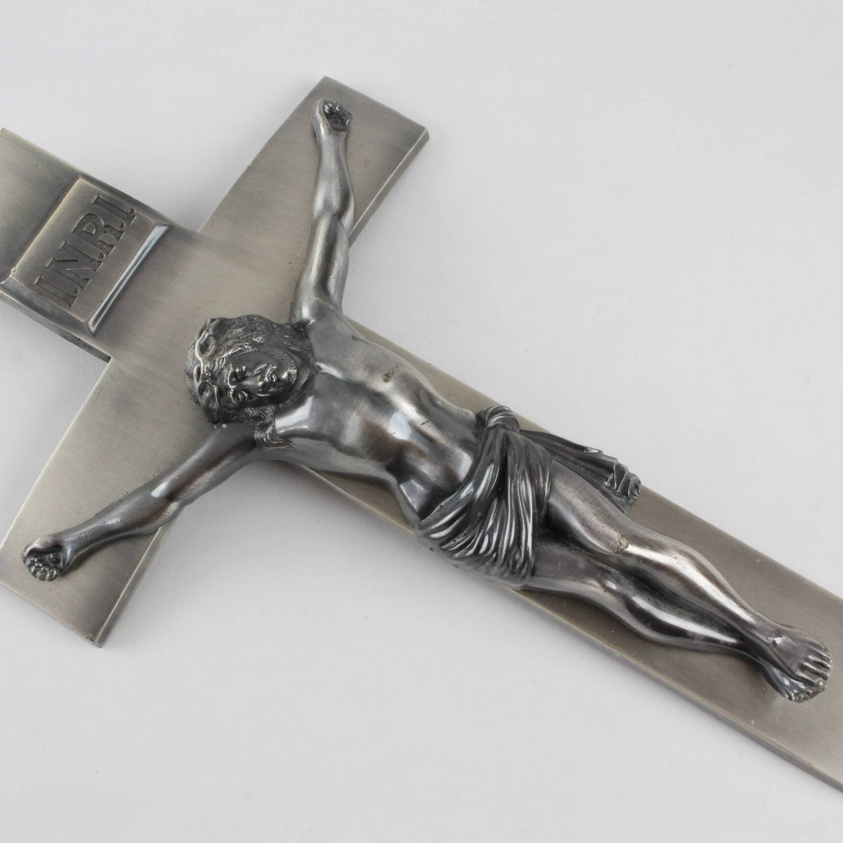 Vintage Funeral Memento Metal Coffin Crucifix