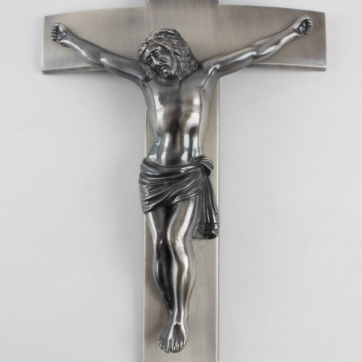 Vintage Funeral Memento Metal Coffin Crucifix