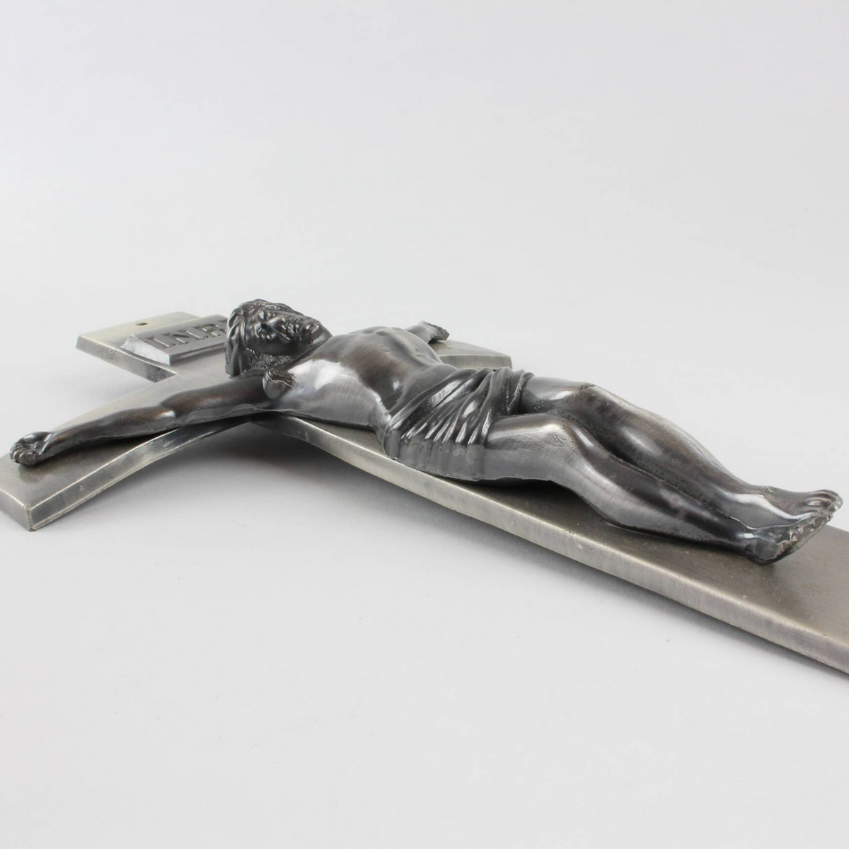 Vintage Funeral Memento Metal Coffin Crucifix