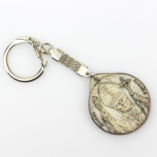 vintage pope john paul II medallion keychain