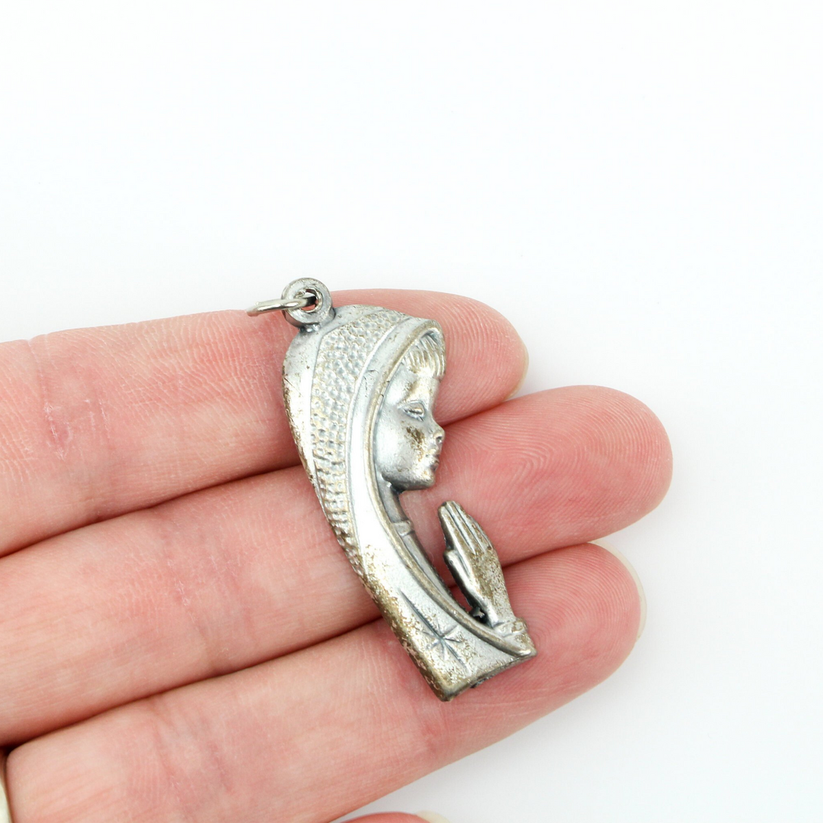 Vintage Virgin Mary Prayer Charm Pendant