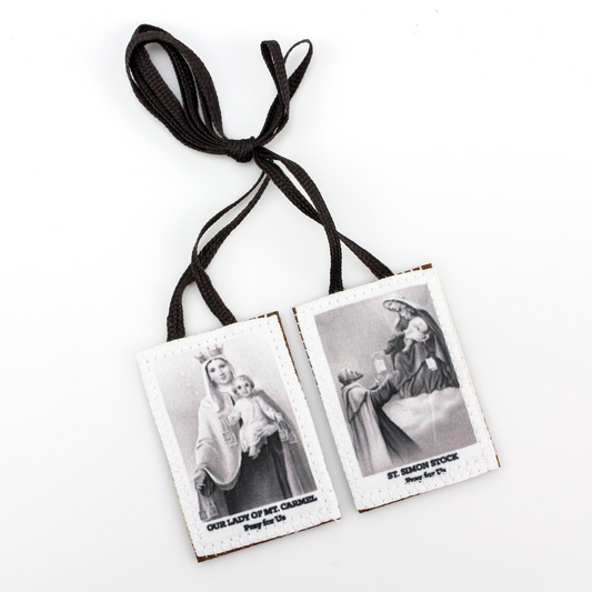 Vintage Inspired Brown Scapular of Our Lady of Mount Carmel Simon Stock