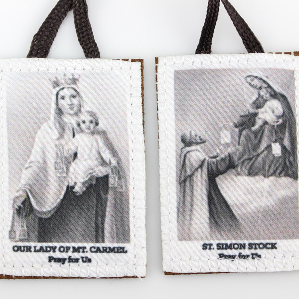 Vintage Inspired Brown Scapular of Our Lady of Mount Carmel Simon Stock