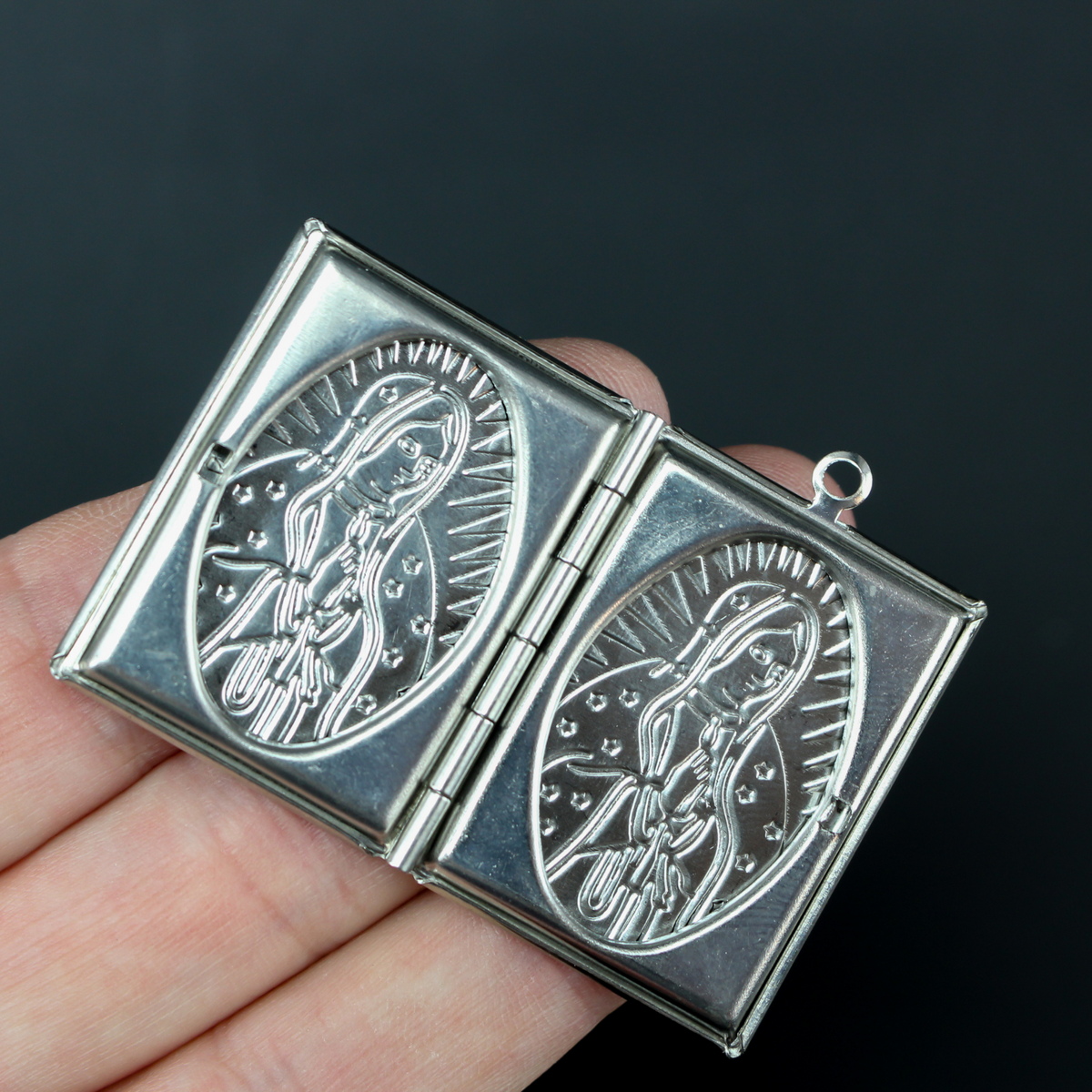 Blessed Virgin Mary Stainless Steel Locket Pendant - Photo Frame Charm 1pc