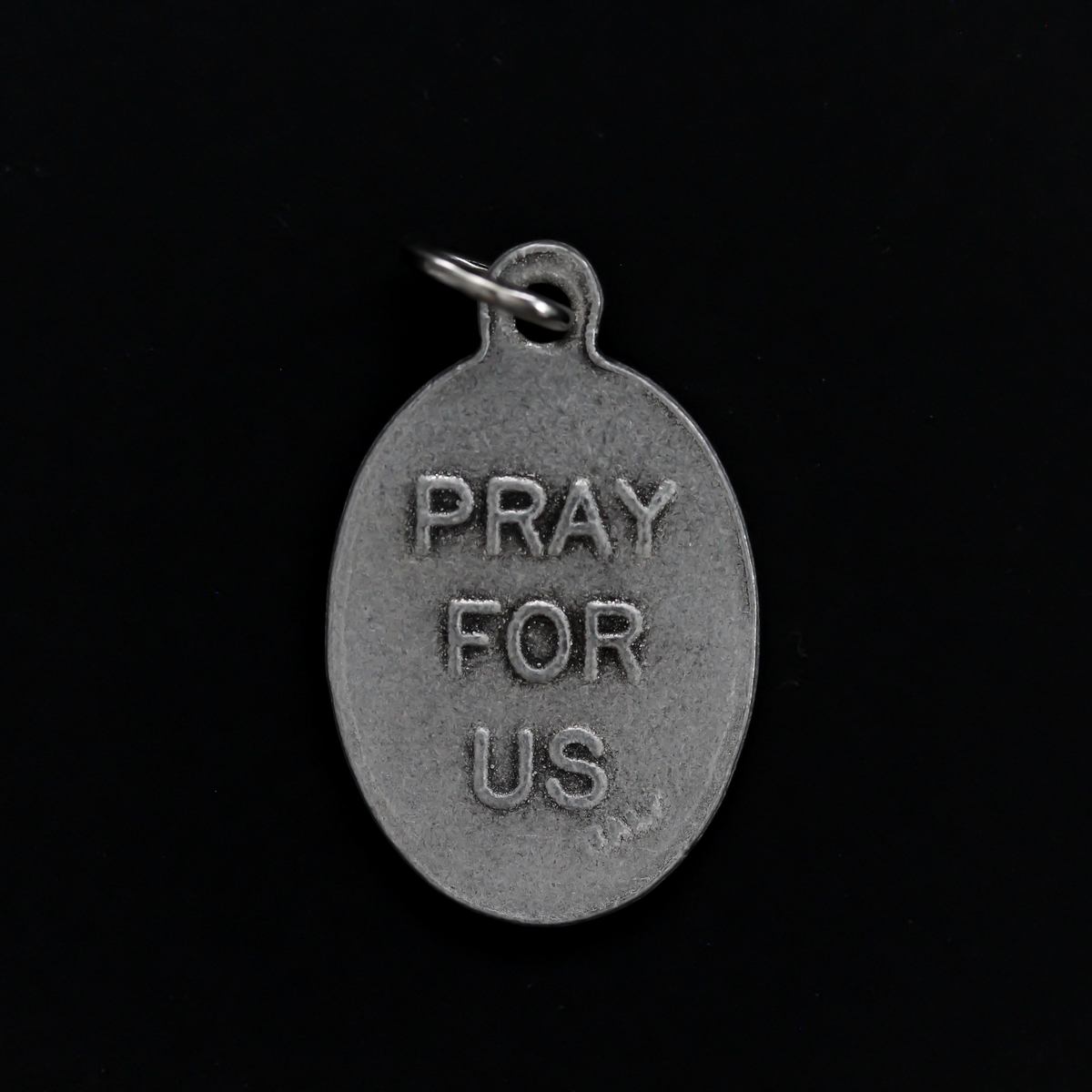 Virgin of Mercy medal that depicts Our Lady on the front and is marked "Pray For Us" on the back