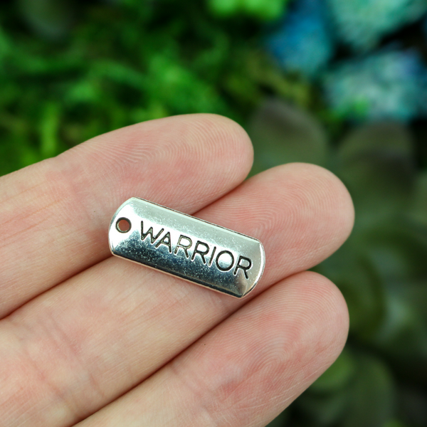 Warrior Inspirational Message Word Charms - Silver Tone 5pcs
