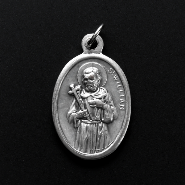 Saint William pray for us 1" oxidized silver medal made in Italy